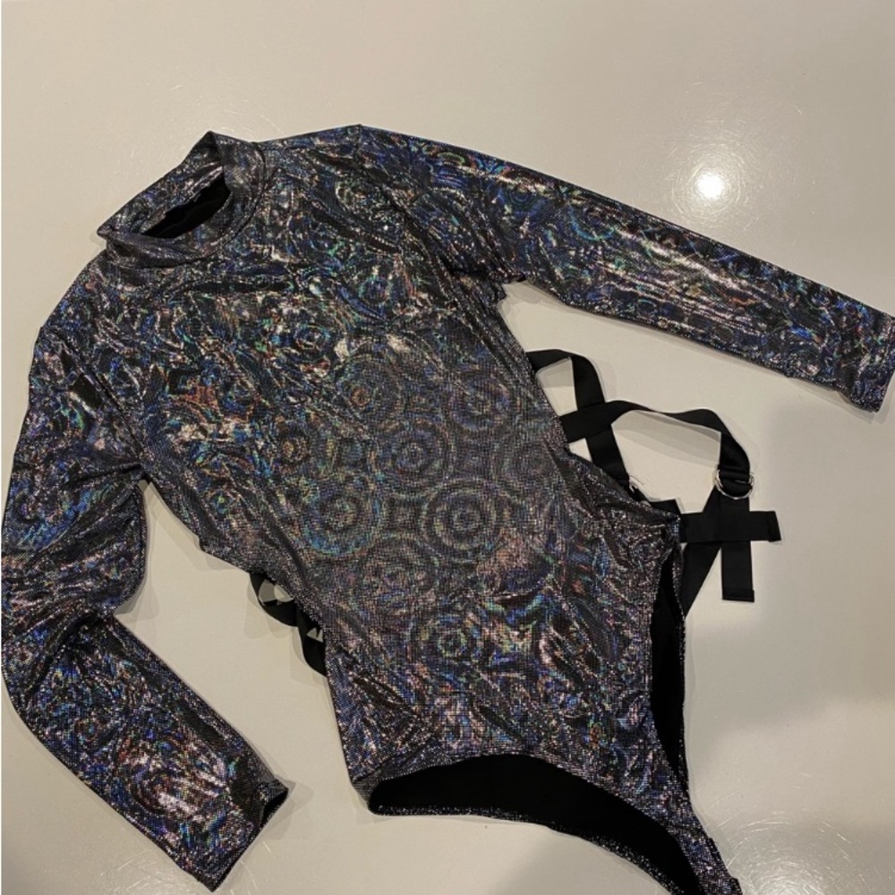 Fashion Nova shimmering, shiny bodysuit.